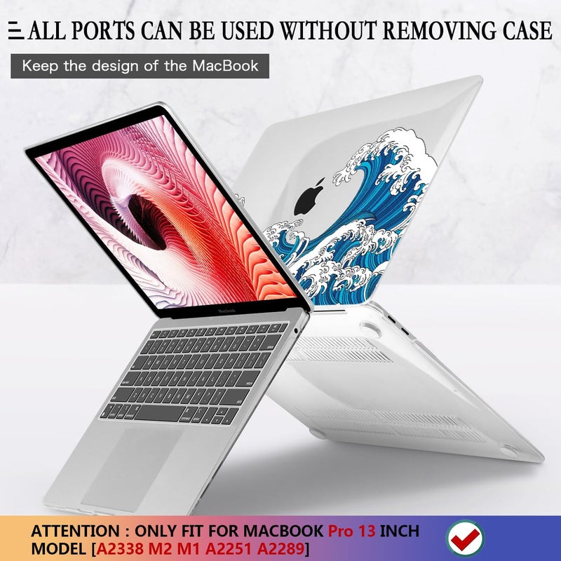 CISSOOK Wave Case for MacBook Pro 13 inch Case 2023 2022 2021 2020 Release  Ocean Hard Shell Cover for MacBook Pro 13 with Touch Bar M2 Chip A2338 M1 A2251 A2289 with Keyboard Cover +Screen Protector - Image 5